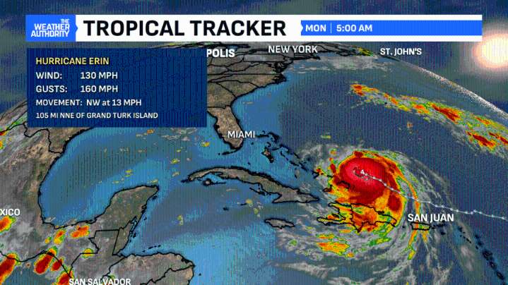 Heat holds with some storms; Hurricane Erin churning