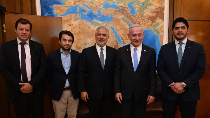 El expresidente Iván Duque y el empresario Gabriel Gilinski se reunieron con el primer ministro de Israel, Benjamín Netanyahu