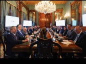 Claudia Sheinbaum recibe en Palacio Nacional a delegación de Brasil y felicita a Lula Da Silva