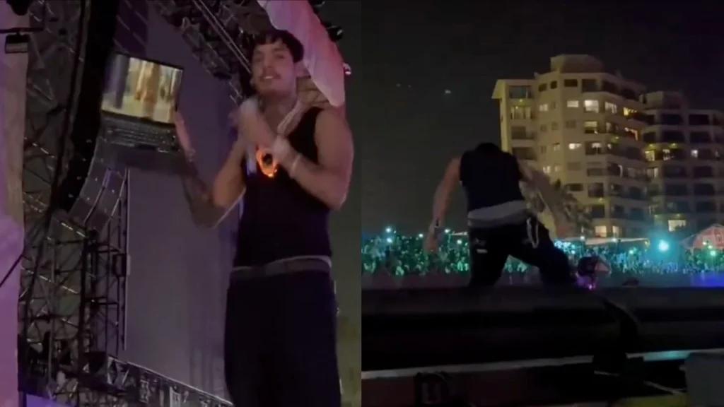 Natanael Cano agrede a su DJ durante el Baja Beach Fest