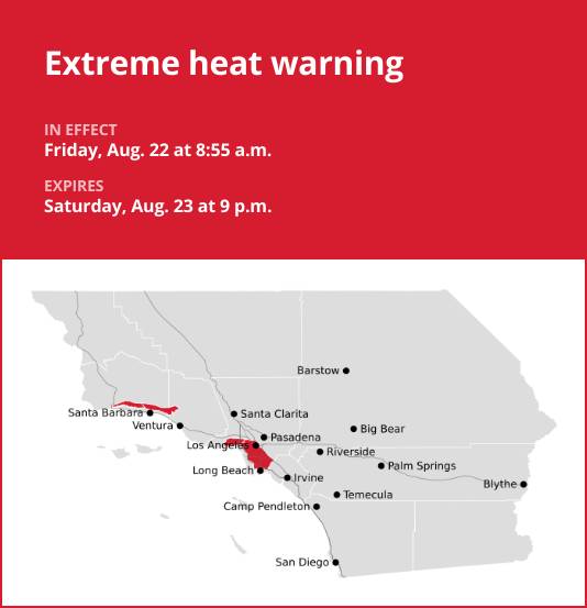 Update: Extreme heat warning issued for Los Angeles County until Saturday night
