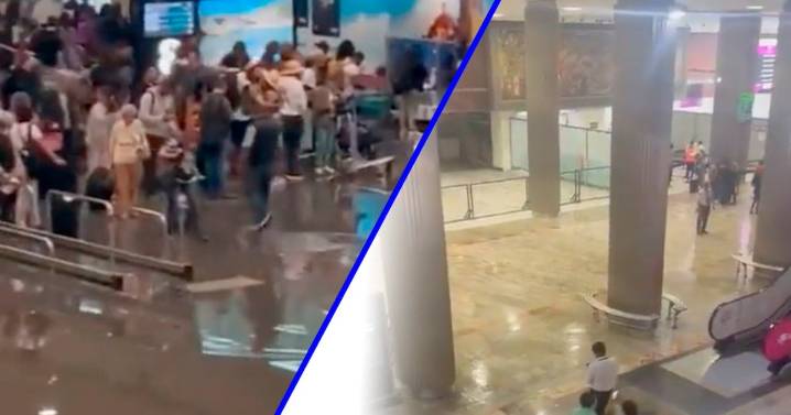 (VIDEOS) Así se vive el caos en el AICM con terminales inundadas: ‘No hay mantenimiento’, acusan turistas