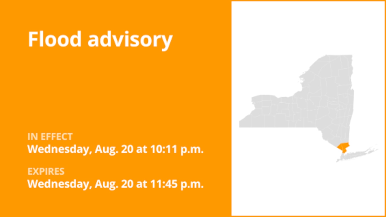 NY weather: Flood advisory active for Rockland and Westchester counties Wednesday night caused by heavy rainfall