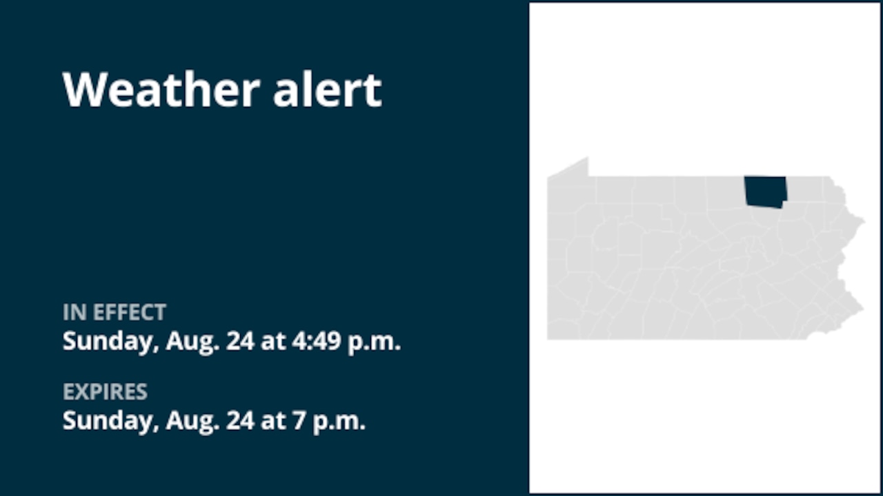 Weather alert active for Bradford County Sunday evening