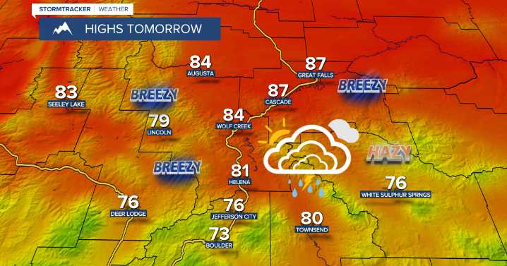 Not as warm with a few showers/storms possible on Wednesday
