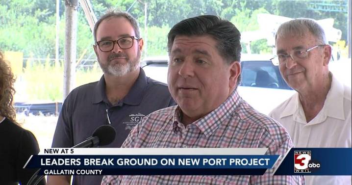 Illinois Gov. JB Pritzker in Gallatin County for groundbreaking on a new river terminal