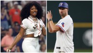 Boo’d Up & Batter Up! Megan Thee Stallion Is Klay Thompson’s Gorgeous Good Luck Charm At Inaugural Sandlot Classic Baseball Game