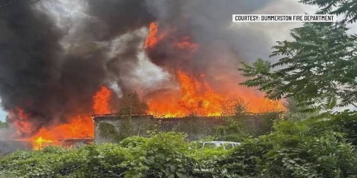 Crews battle large Dummerston fire