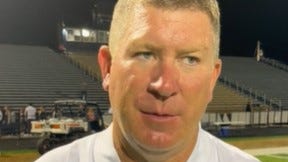 Hoban football coach Tim Tyrrell talks after Week 1 win