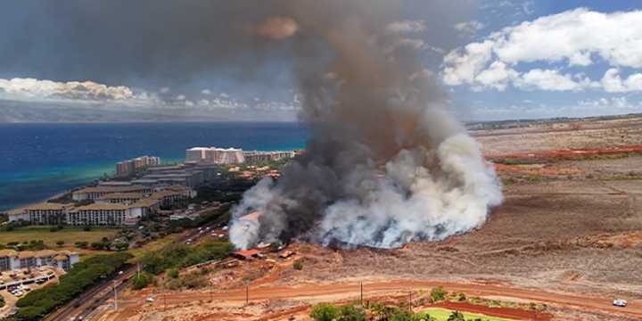 See it: Drone video shows birds-eye view of Hawaii wildfire that shut down Maui highway