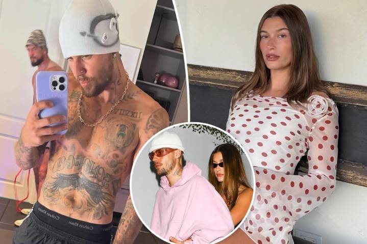 Hailey Bieber has shady reaction to husband Justin's shirtless thirst trap
