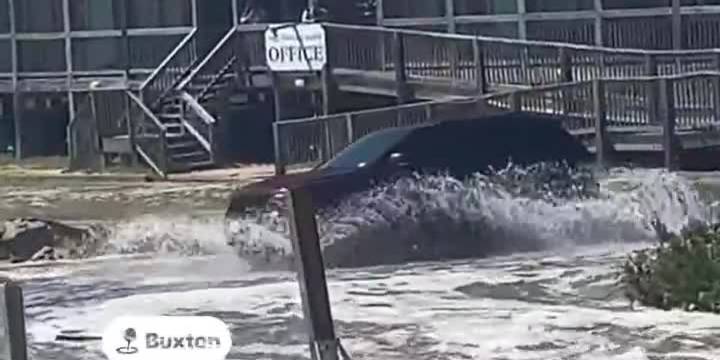 Ocean overwash at the Cape Hatteras Motel in Buxton, NC