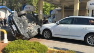 Police chase ends with flipped stolen car in Tukwila