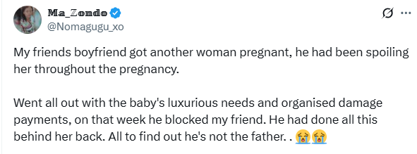 Man dumps girlfriend for side chick who got pregnant only to find out baby isn’t his