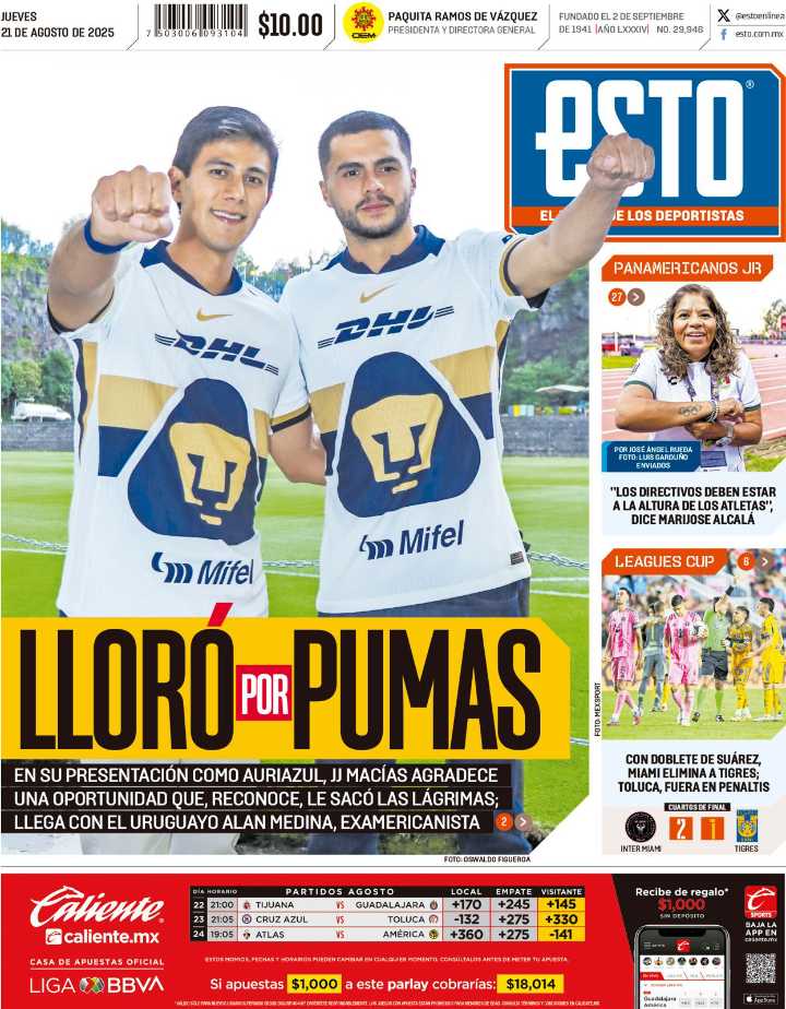Portada ESTO 21 de agosto de 2025