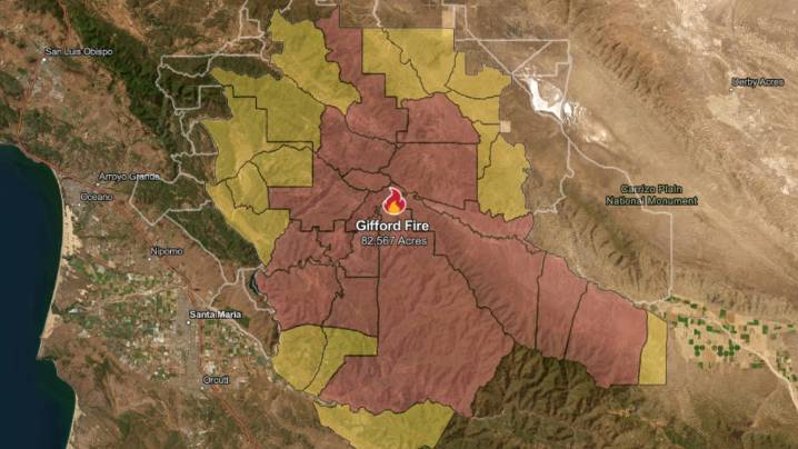 Gifford Fire consumes over 80,000 acres in California. See maps.