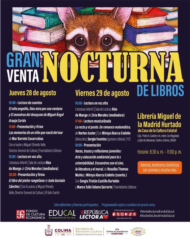 Cultura Colima invita a ‘Gran Venta Nocturna’ de la Librería del Fondo de Cultura Económica