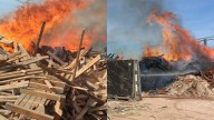 Feroz incendio en un depósito de pallets de Longchamps
