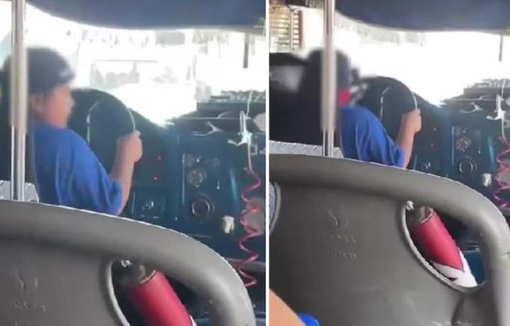 Captan a menor manejando camión urbano en Durango