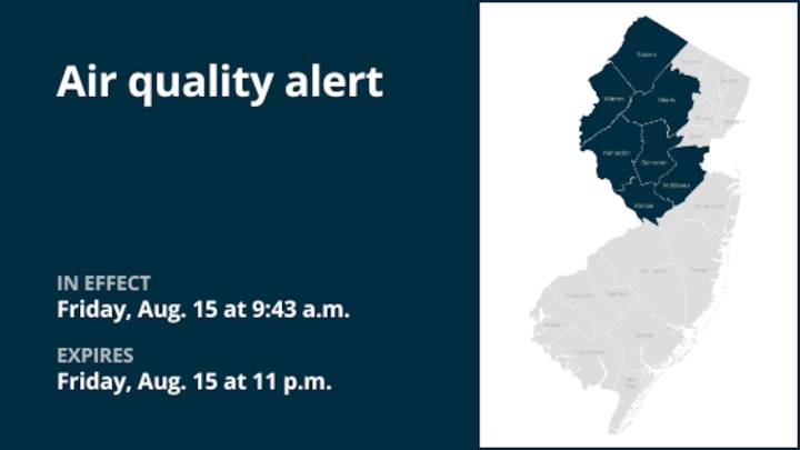 Air quality alert affecting 7 N.J. counties Friday