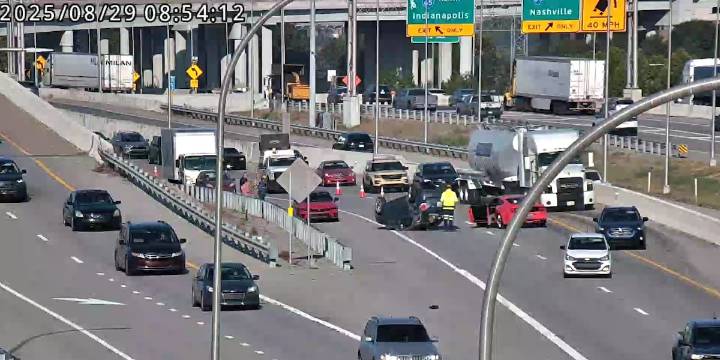 All lanes open on I-65 near I-71 after car flipped on highway