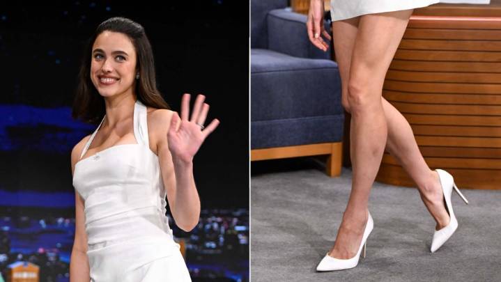 Margaret Qualley’s Double-white Look With Gianvito Rossi Pumps
