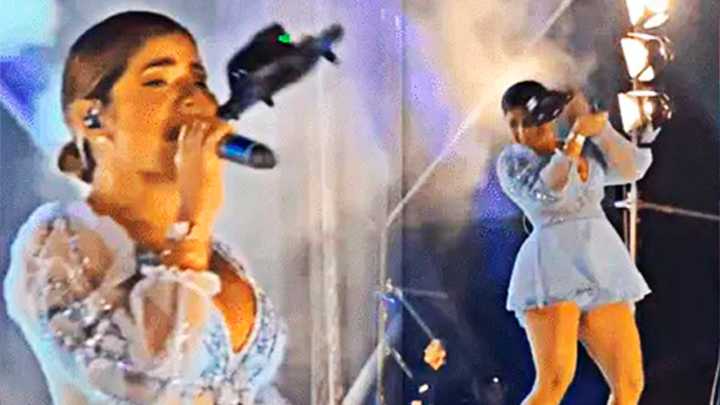 Dron se estrella contra Susana Alvarado en pleno concierto de Corazón Serrano