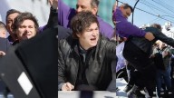 Atacan con piedras caravana de Javier Milei y lo obligan a evacuar acto electoral en Buenos Aires