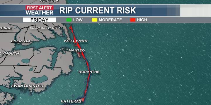 High risk of rip currents for Friday