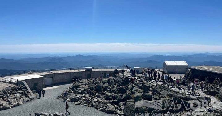 Hurricane Erin's clouds visible from the summit of Mount Washington