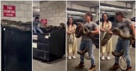 Reptile wrangler rescues 'frightened' 20-foot python found perched on dumpster in Los Angeles