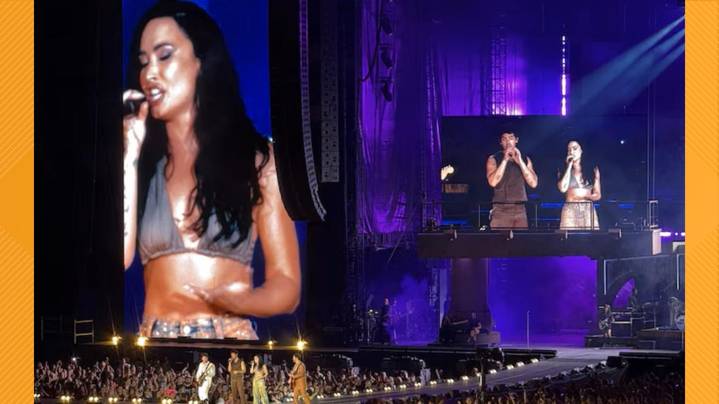Jonas Brothers reunite with Demi Lovato during concert