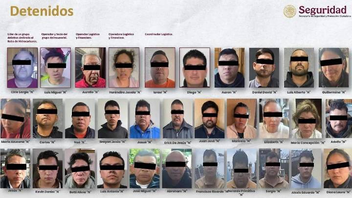 Desmantelan red nacional de huachicol; 23 detenidos en Edomex