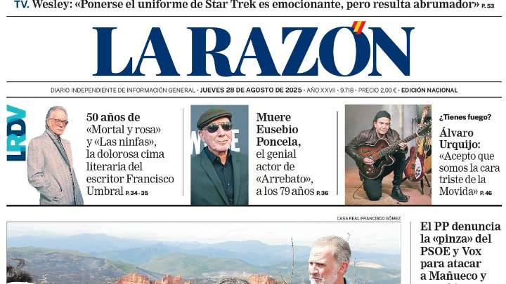Portada de LA RAZÓN del jueves 28 de agosto de 2025