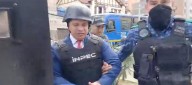 Con casco y chaleco antibala, llegó escoltado Sneyder Pinilla a la Corte Suprema