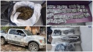 Aseguran arsenal y 30 kg de droga en Moris