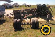 Un camión con acoplado cargado con trigo volcó en la Ruta 39