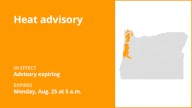 The current heat advisory will expire at 5 a.m.
