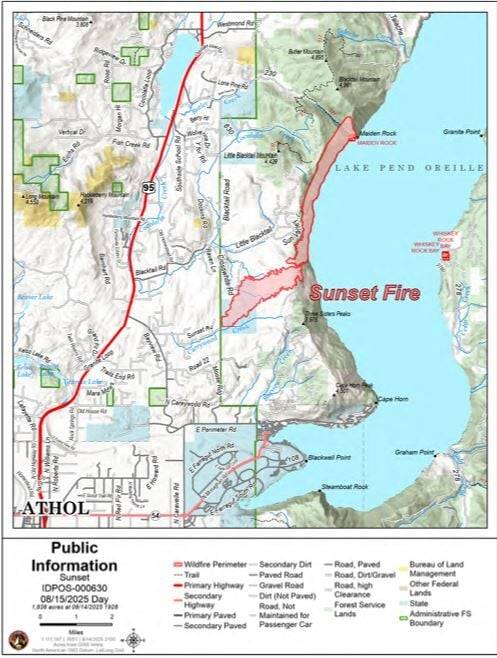 Evacuations remain in place for Sunset Fire near Athol, burning 2,700 acres