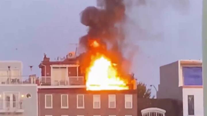 Fire tears through Old City roof deck