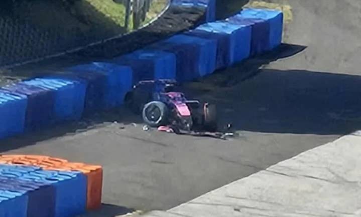 Colapinto sufrió un accidente en las pruebas de neumáticos de Alpine en Hungr�