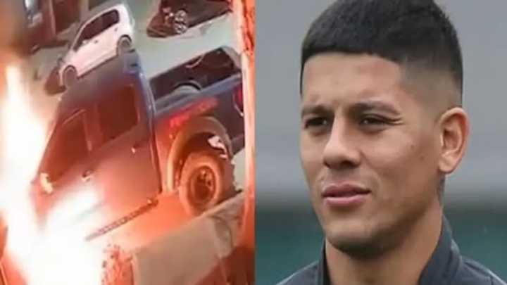 Video: un encapuchado prendió fuego una camioneta lujosa de Marcos Rojo