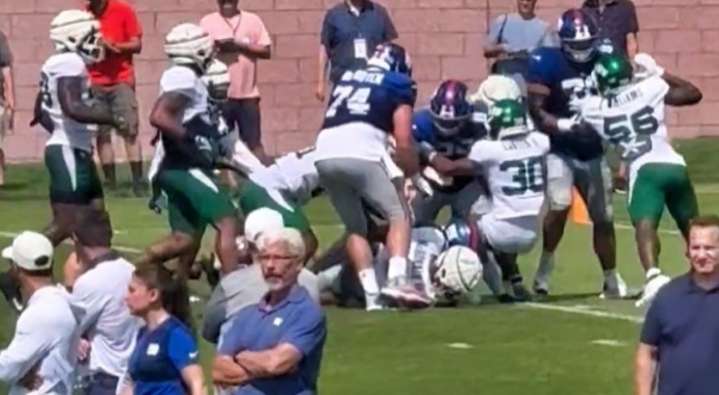 VIDEO: Massive Brawl Erupts Between Giants and Jets Players at Joint Practice