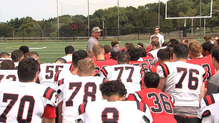 RPI football building each day in training camp