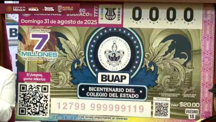 BUAP y Lotería Nacional, presentan el billete conmemorativo al Colegio del Estado