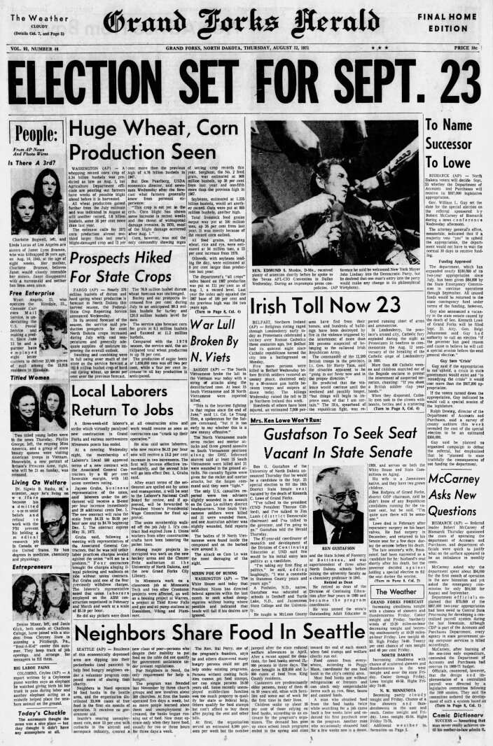 Today in History: Milton's Kathy Stabo is North Dakota's 'Miss Durum'