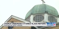 Greek Orthodox church undergoes stained glass repairs