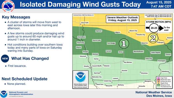 Severe Storms Possible in Northern Iowa This Afternoon