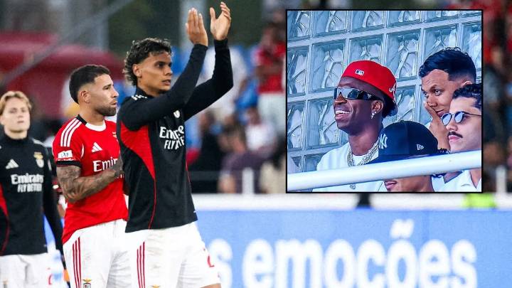 Vinícius, espectador de lujo de Richard Ríos y Benfica, en Portugal; el astro dijo presente