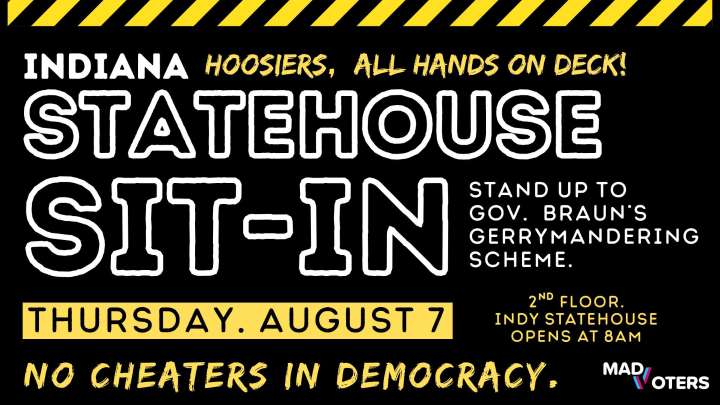 MADVoters group plans sit-in at Indiana Statehouse to protest meeting between Vice President Vance and Governor Braun